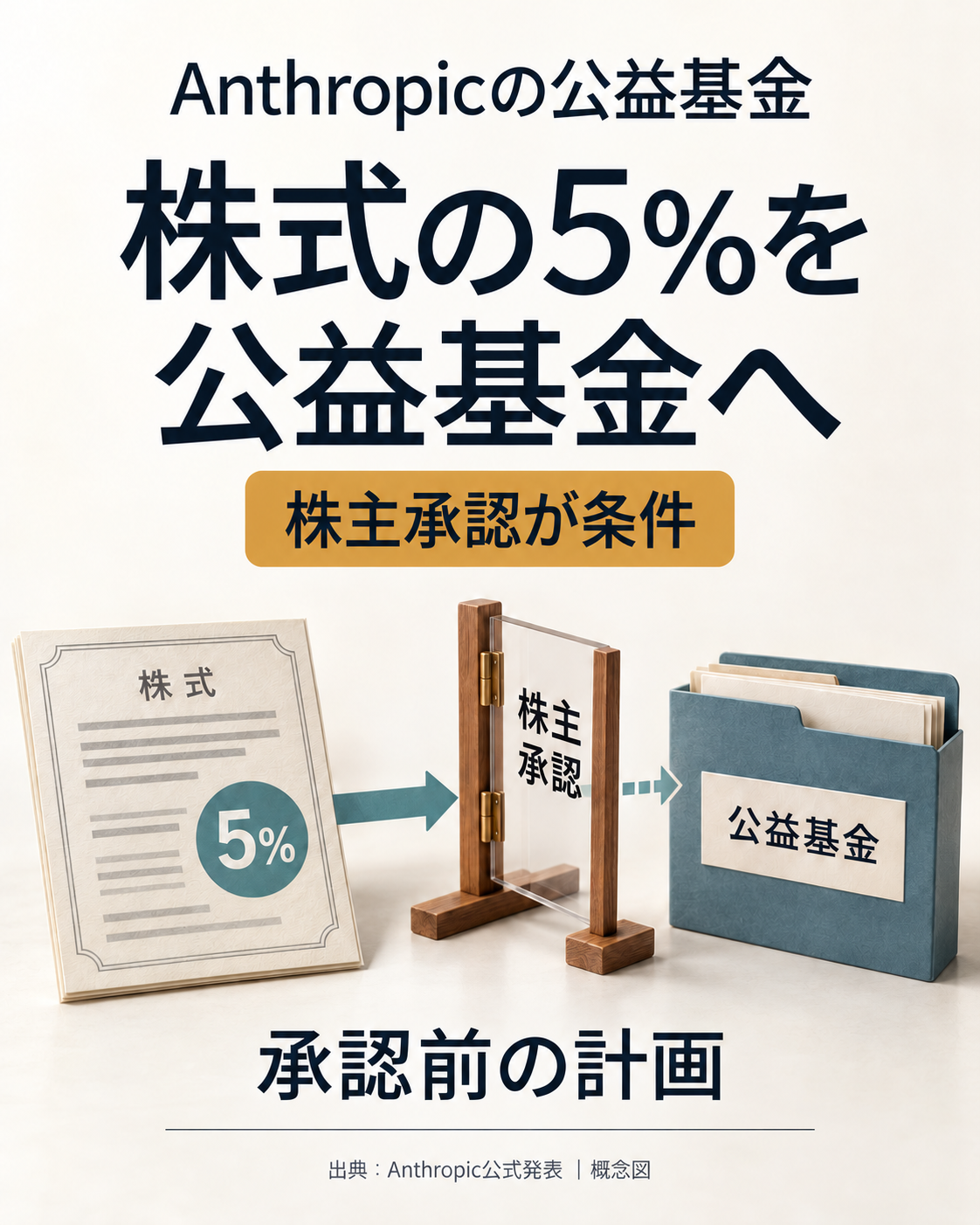 Anthropic、株式5％を公益目的の基金へ　株主承認が条件：図解1