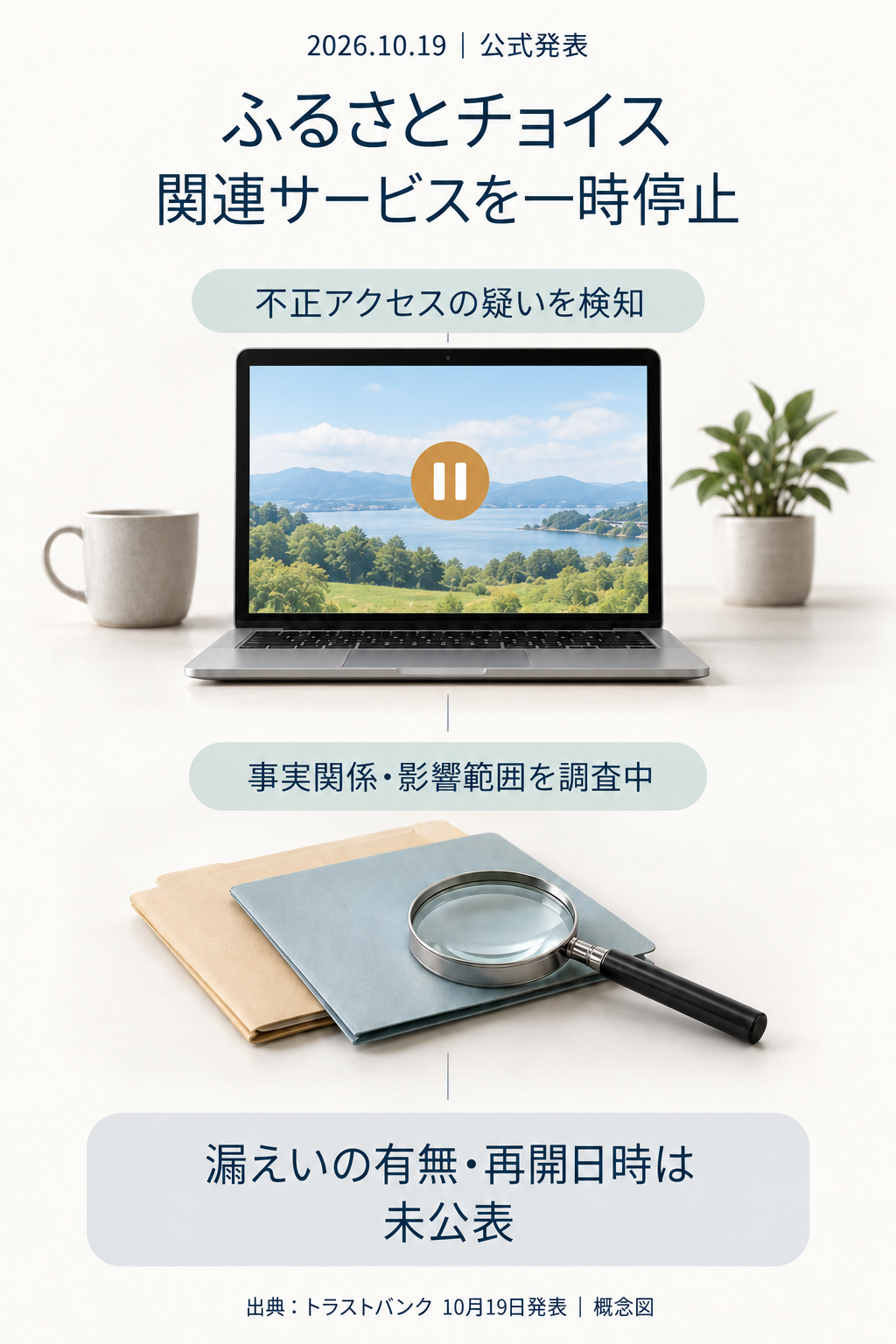 ふるさとチョイスの停止と、JRE MALLの連携する返礼品への影響を示す概念図です。