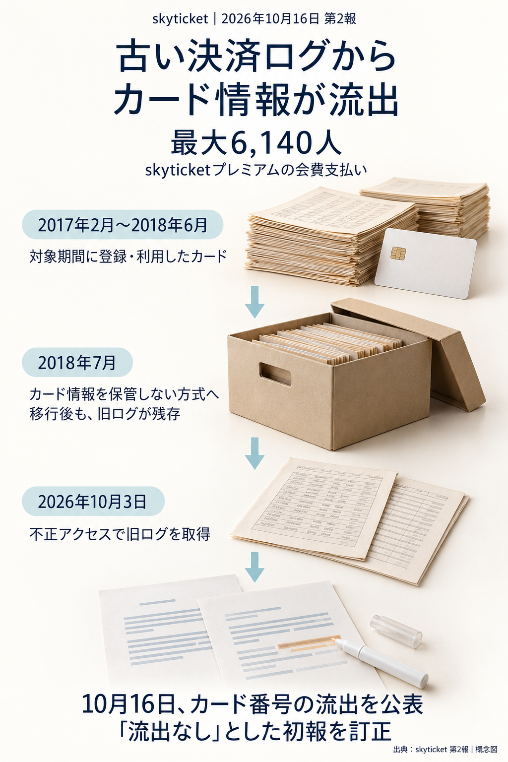 10月16日の訂正で公表された、古い決済ログの流出を説明する概念図です。