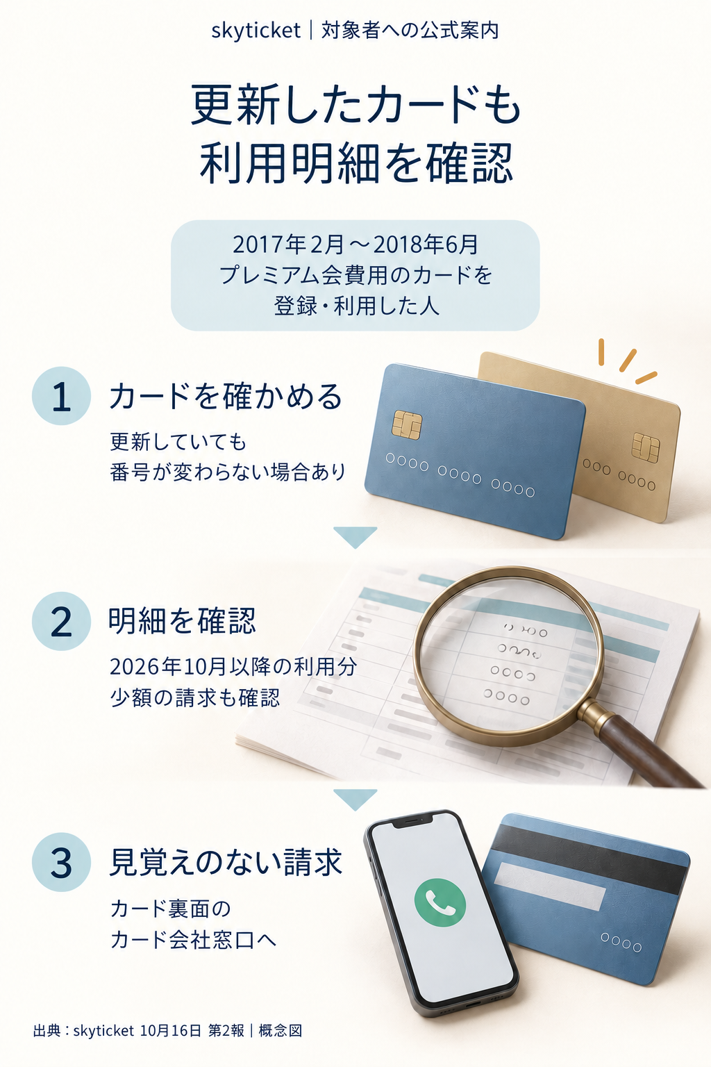 対象の利用時期とカード明細を確認する手順。公式案内に基づきます。